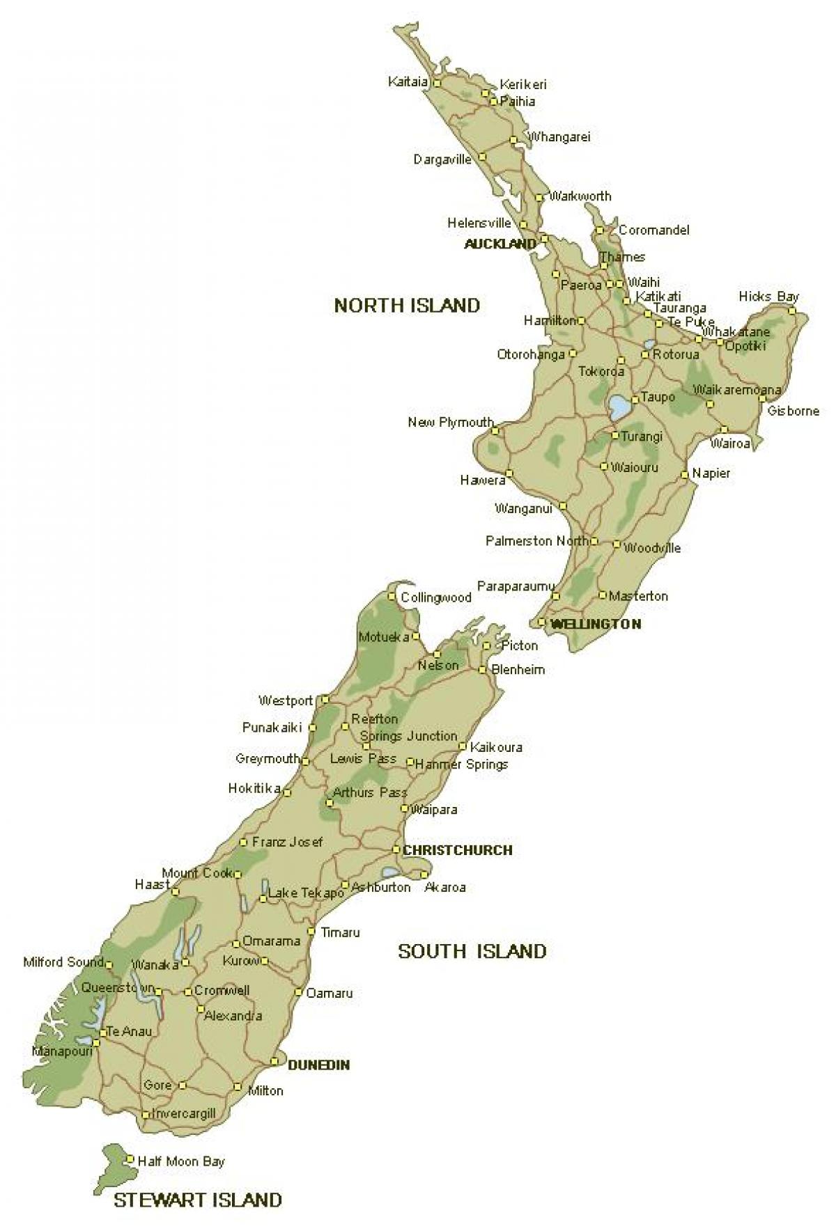 Karta detaljne Novi Zeland