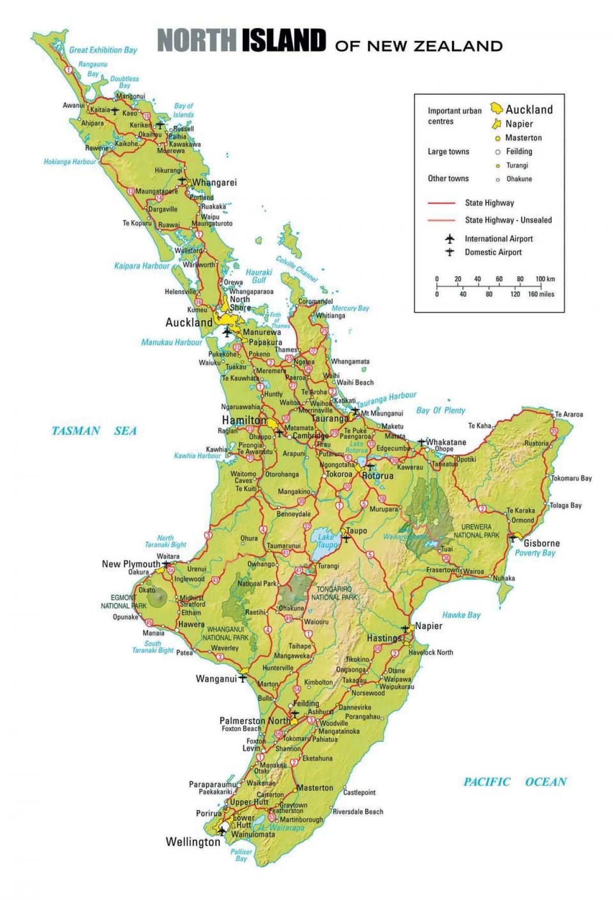 karta sjeverne dijelove Novog Zelanda