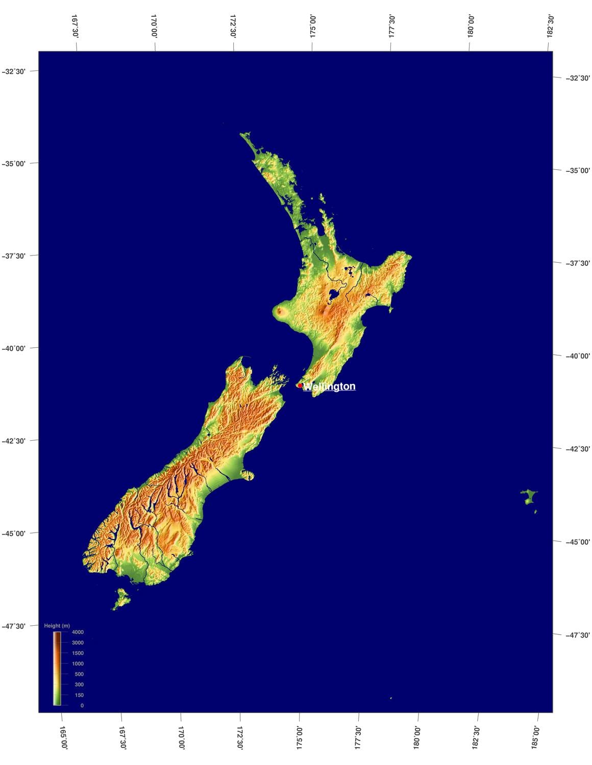 Novi Zeland mapa područja