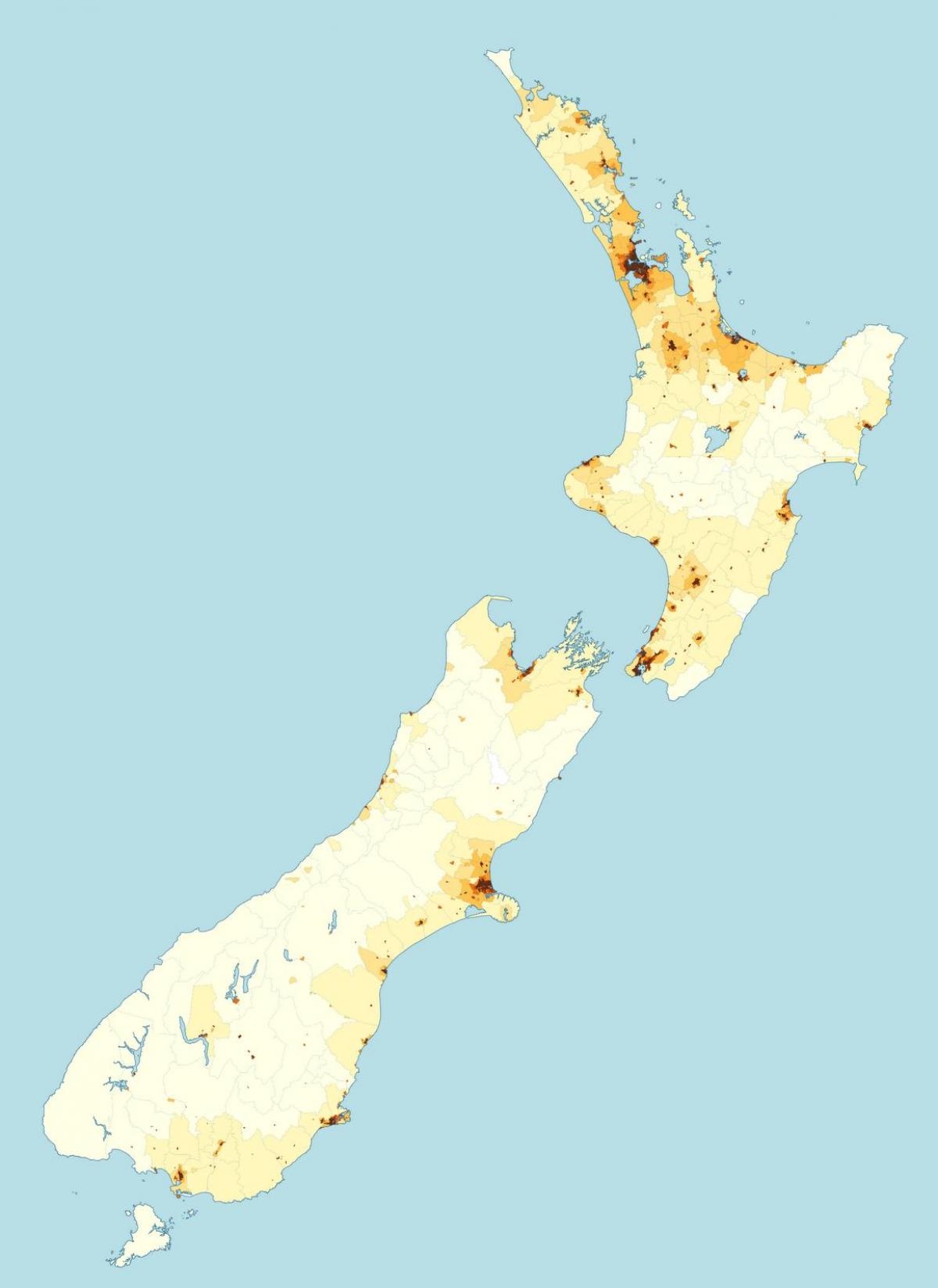 Novi Zeland gustoća stanovništva kartica