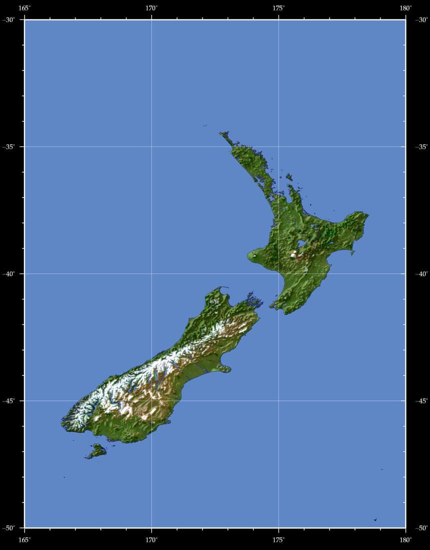 Novi Zeland karta zemlje