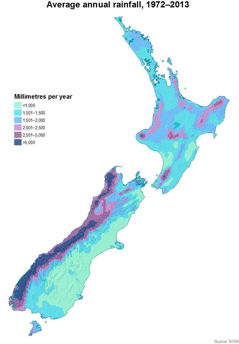 Novi Zeland oborinskih karti