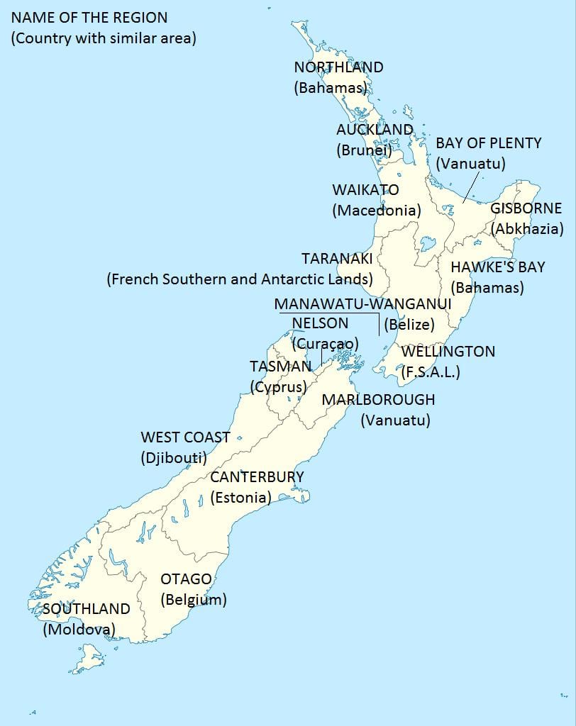 karta Novi Zeland i susjedne zemlje