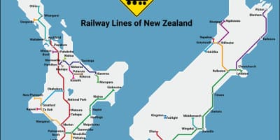 Novi Zeland željezničke mreže na karti