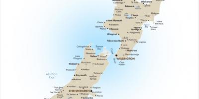 Karta Novom Zelandu od velikih gradova