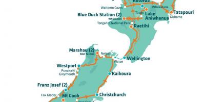 Novi Zeland atrakcije na karti